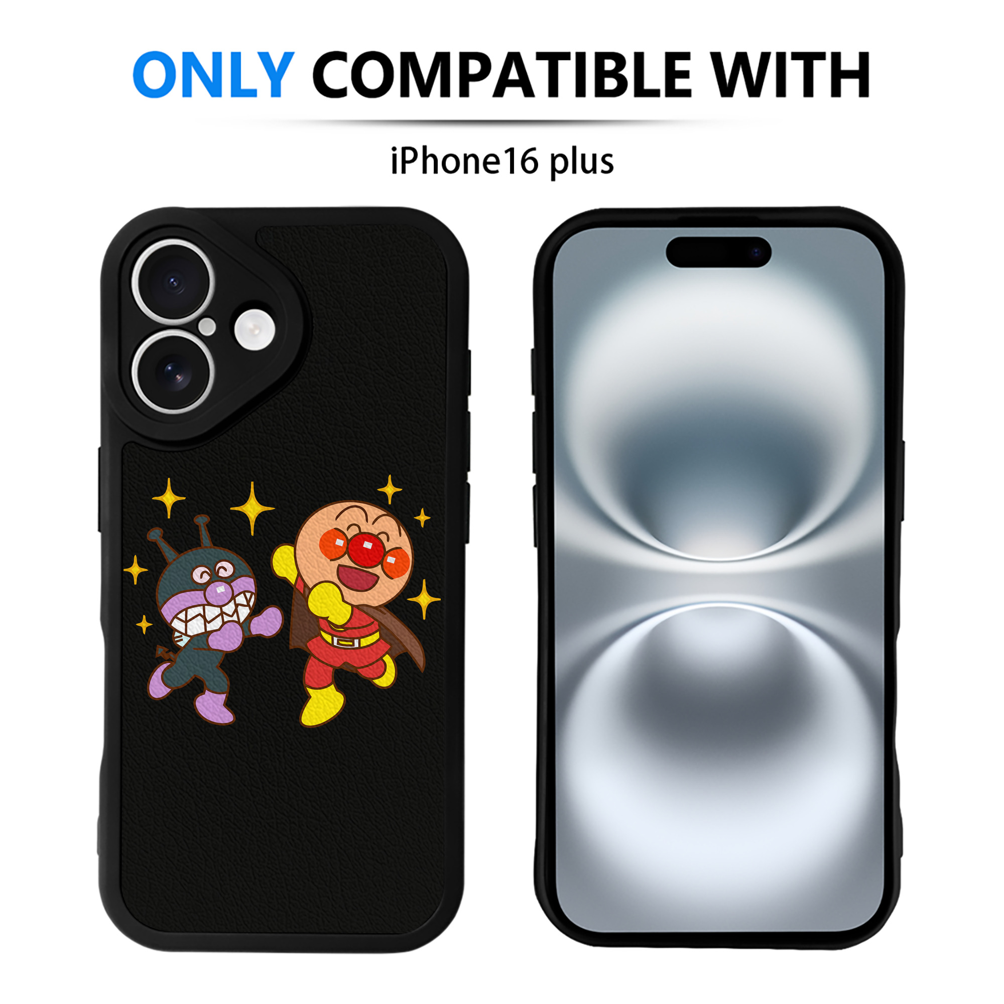 （画像用） アンパンマン Anpanman 【iPhone 16シリーズ対応】シリコンスマホケース（レザー調） 材質：シリコン